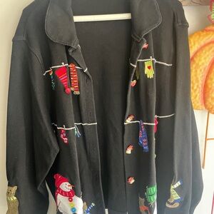 Onque Woman Black Jacket with Colorful Embroidery
